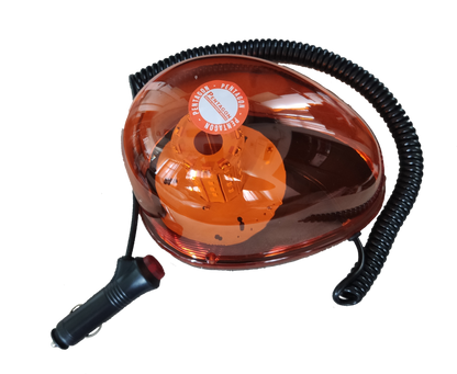 Code Red magnetic base emergency light 12V 24V with orange dome and coiled power cord for safety