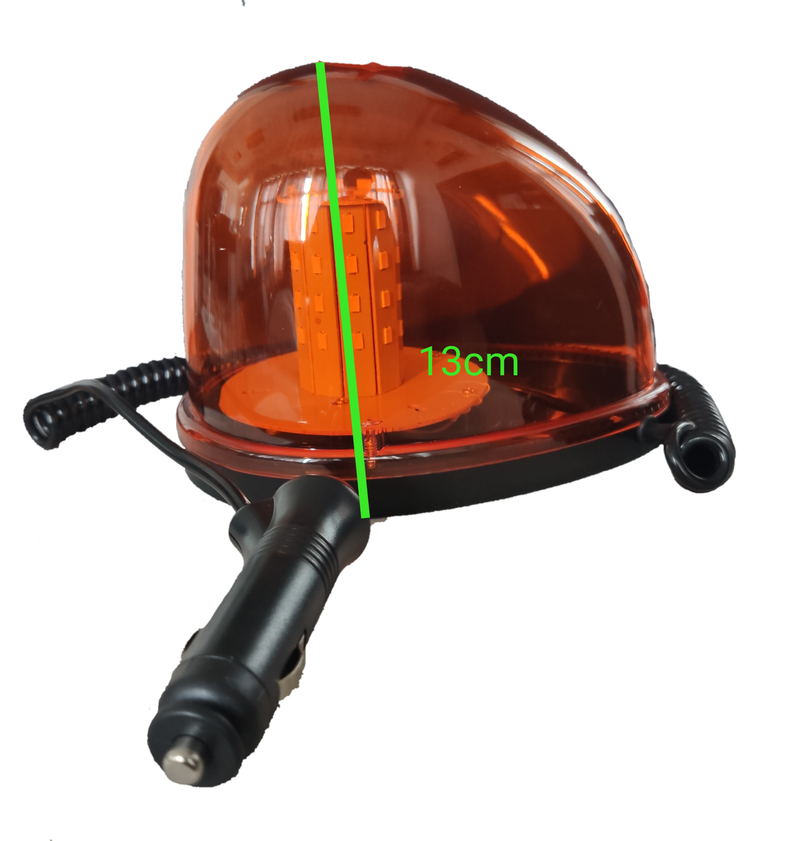 Code Red magnetic base emergency light 12V 24V with orange dome and black cigarette lighter plug