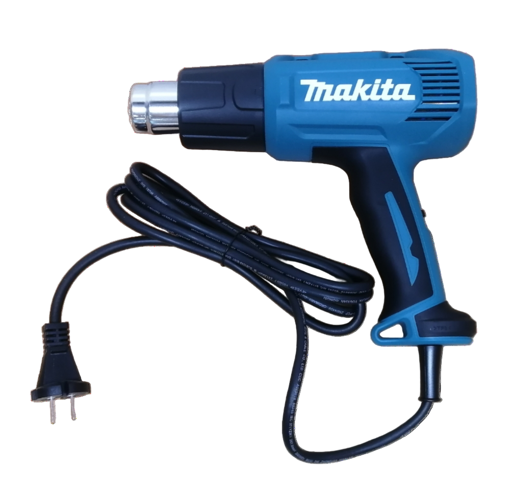 Makita 1600Watts Heat Gun 220-240Volts in blue with ergonomic handle and power cord for industrial use