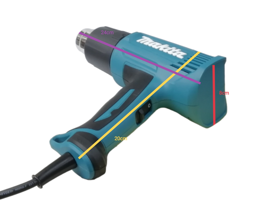 Makita 1600Watts Heat Gun 220-240Volts with ergonomic handle and durable design in teal and black