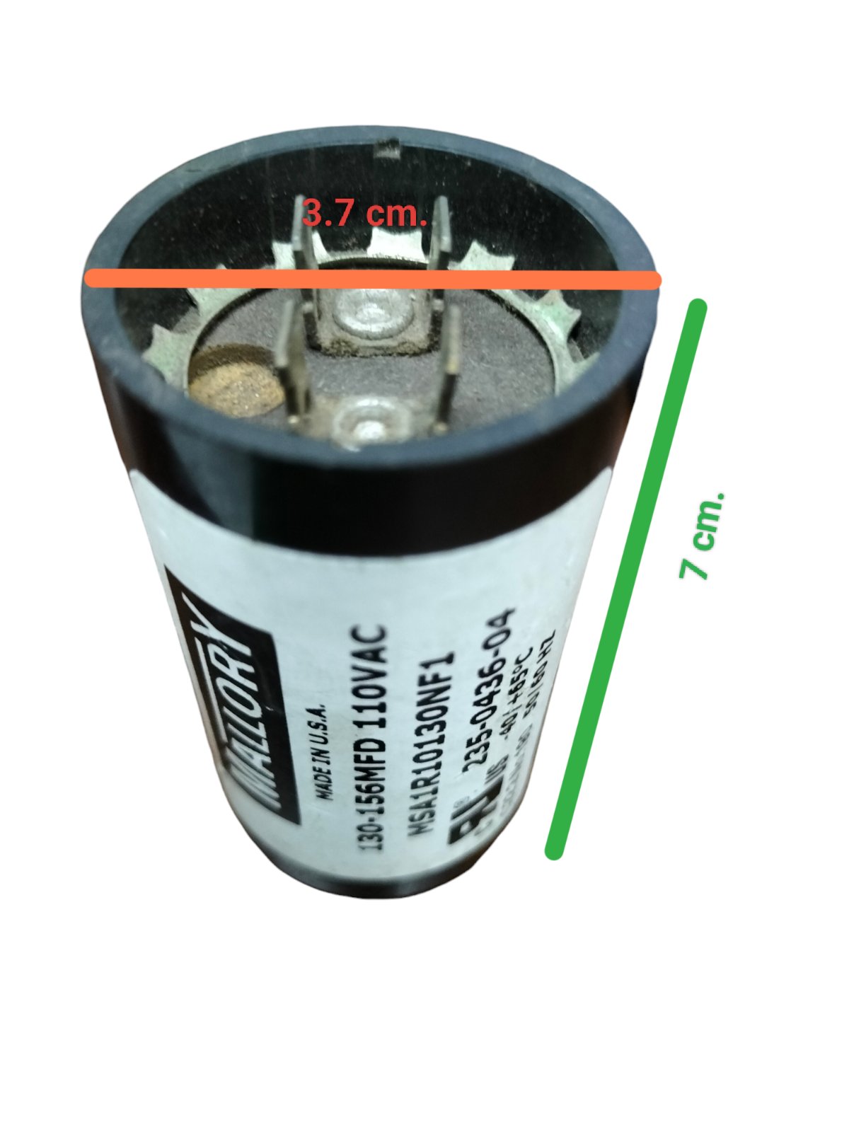 BMI 130-156 uf 110V AC start capacitor with two terminals for electrical applications