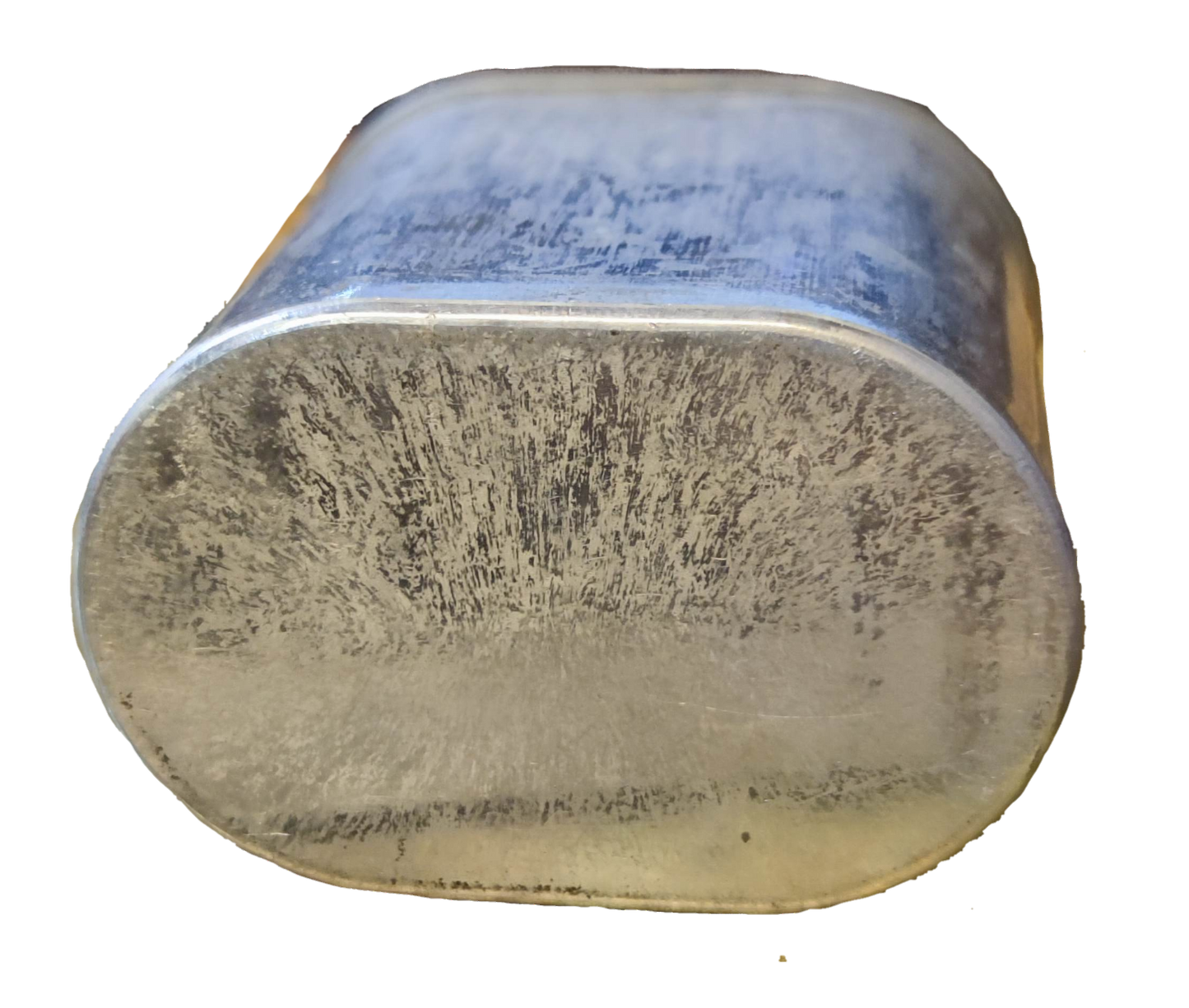 Bottom view of Mallory 30uF 370V AC capacitor showcasing its sturdy design and durability.