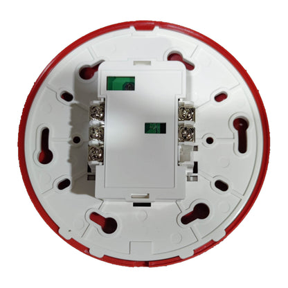 Horing Lih manual call point round fire alarm with a red circular base for easy installation