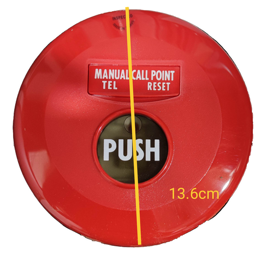 Horing Lih manual call point round in red with push button and reset feature for fire alarm systems