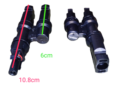 ZwitseRise MC4 connector 1x2 IP67 with detailed dimensions for electrical circuitry use