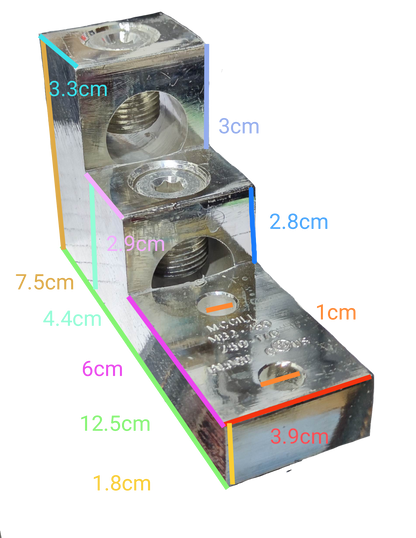 McGILL Mechanical Lug 50mm to 380mm for Electrical Circuitry with multiple mounting holes and specifications
