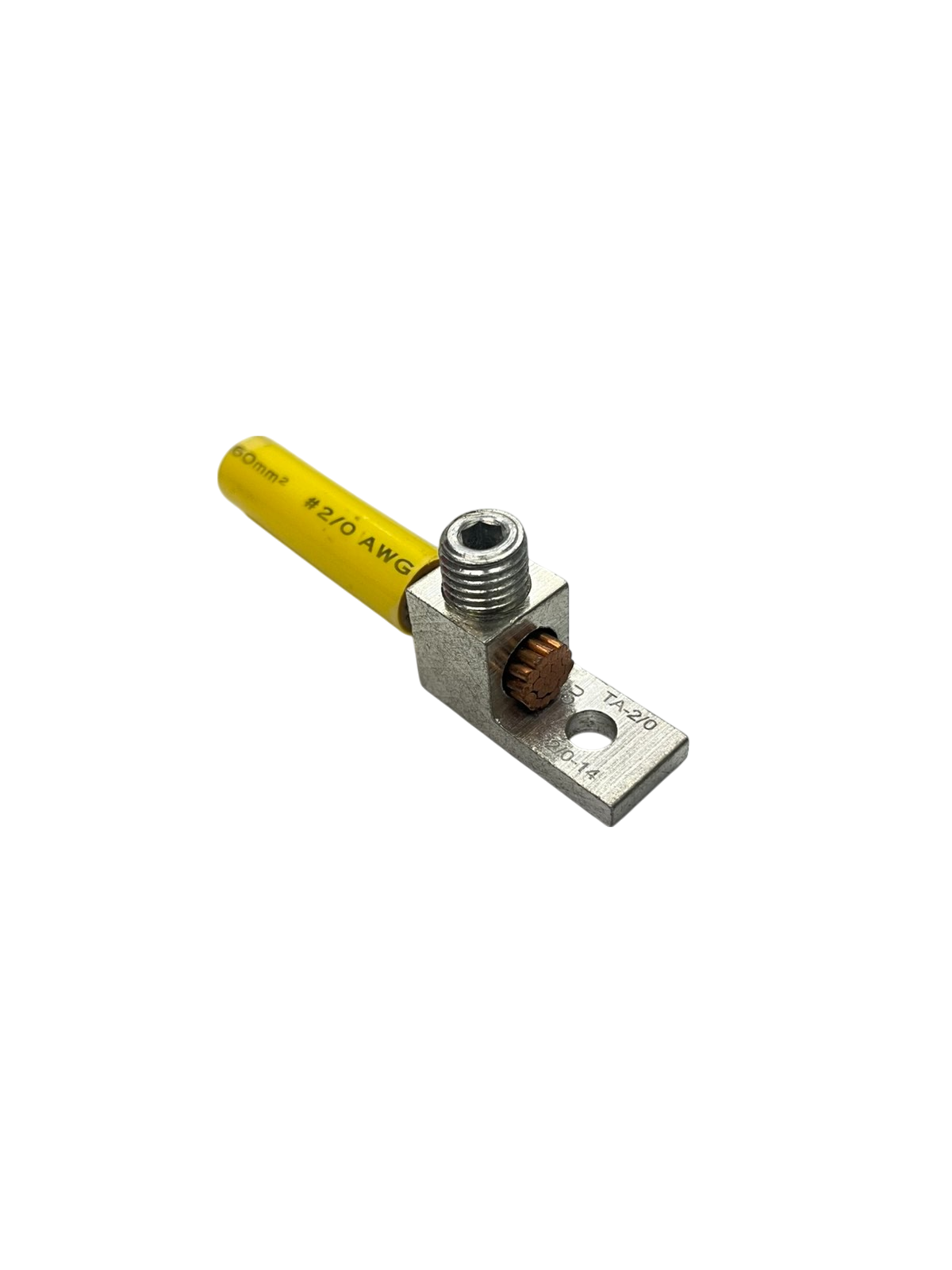Grippes Mechanical Lugs 60mm 1 Hole electrical connector with yellow wire insulation
