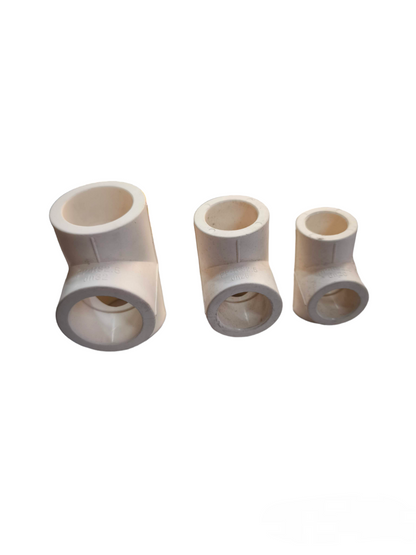 Meco PPR tee coupling 25mm pipe fitting in three different sizes for plumbing applications