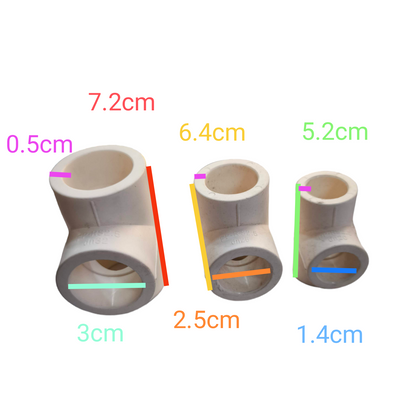 Meco PPR tee fitting 32mm 25mm 20mm - durable plastic pipe connector in three sizes for plumbing