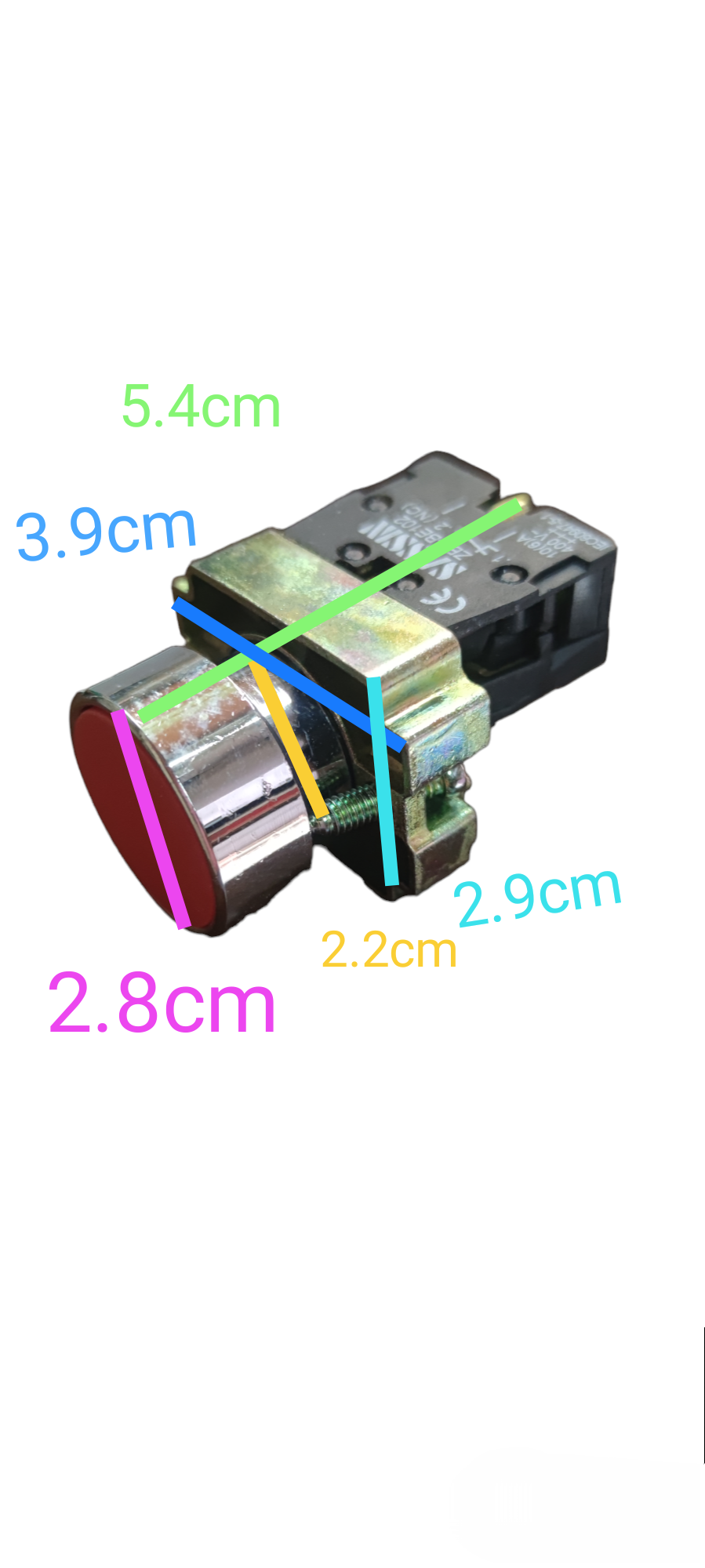 Sassin 22mm Push Button Switch 1NC Metal Head with red cap for door chimes and bells