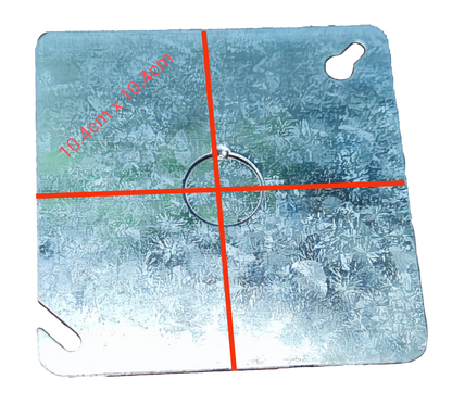 4x4 metal junction box AWG 18 with a textured surface and a central mounting ring