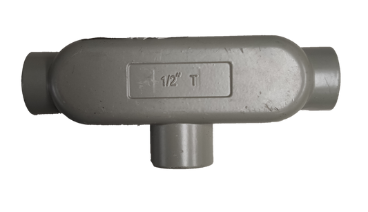 Metal Tee Conduit 15mm electrical part with three connection points for wiring protection