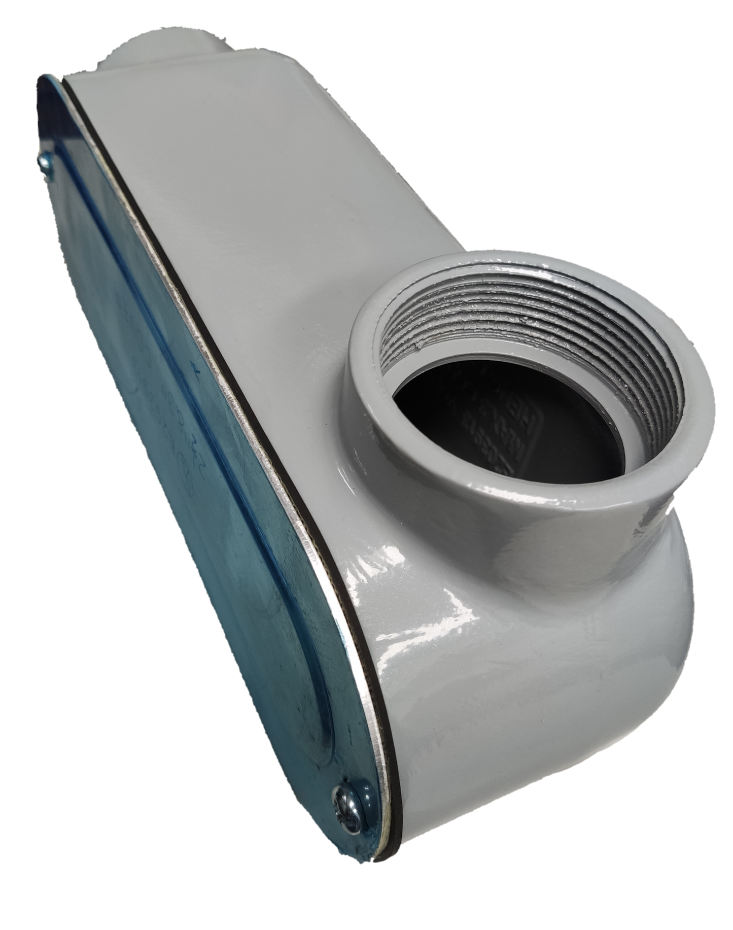 Electx Electrical Supply Metal Tee Conduit 70mm with threaded opening and protective cover