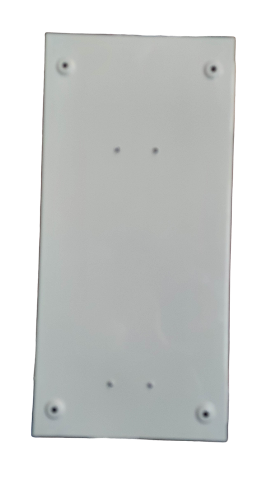 Koten and Himel 100A 2 pole main circuit breaker panel white rectangular cover plate with screw holes