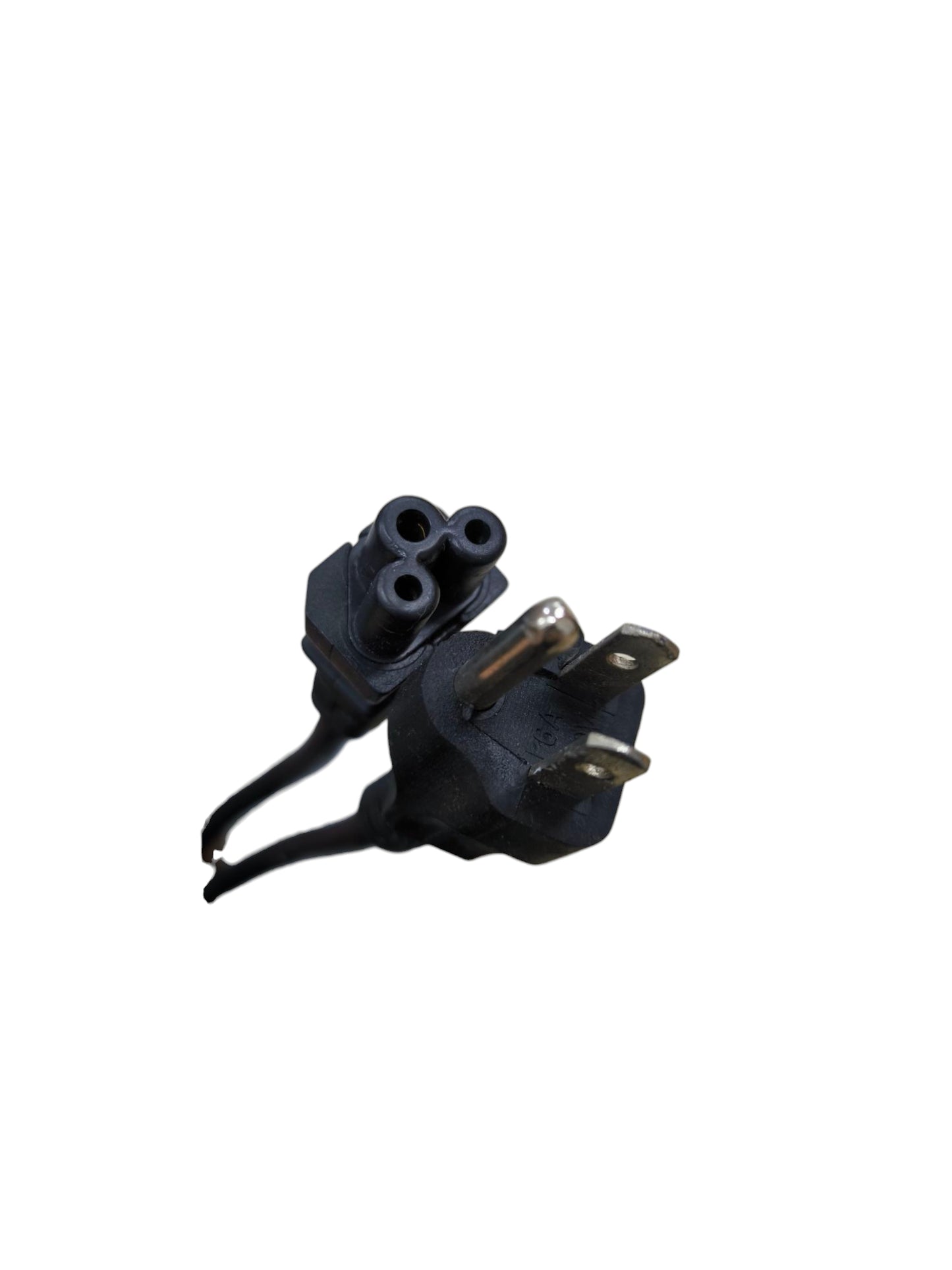 Black Mickey Mouse AC power cord with three-prong plug and matching connector for power adaptors