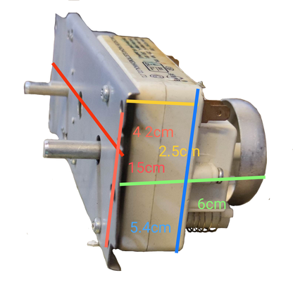 Electx microwave timer switch 15A 220V side view showing dimensions and electrical connections