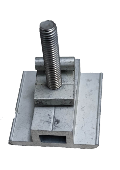 Middle clamp for solar panel bracket made of durable metal for secure panel installation