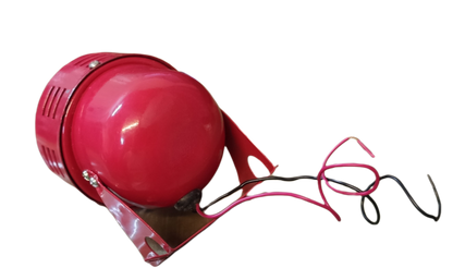 Red Mini Siren 12V DC alarm system accessory with mounting bracket and wiring