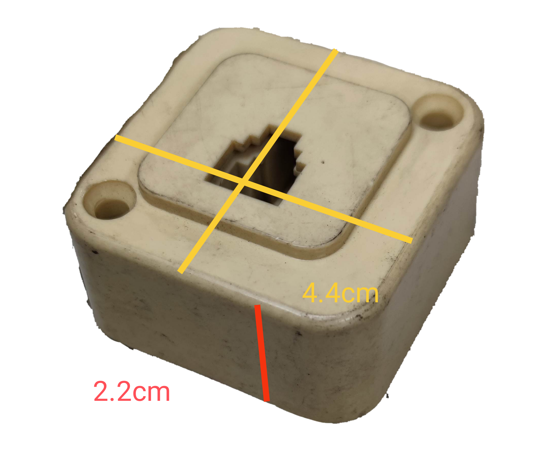 Modular telephone jack box RJ11 6 Pins in white, measures 4.4cm x 2.2cm for easy installation