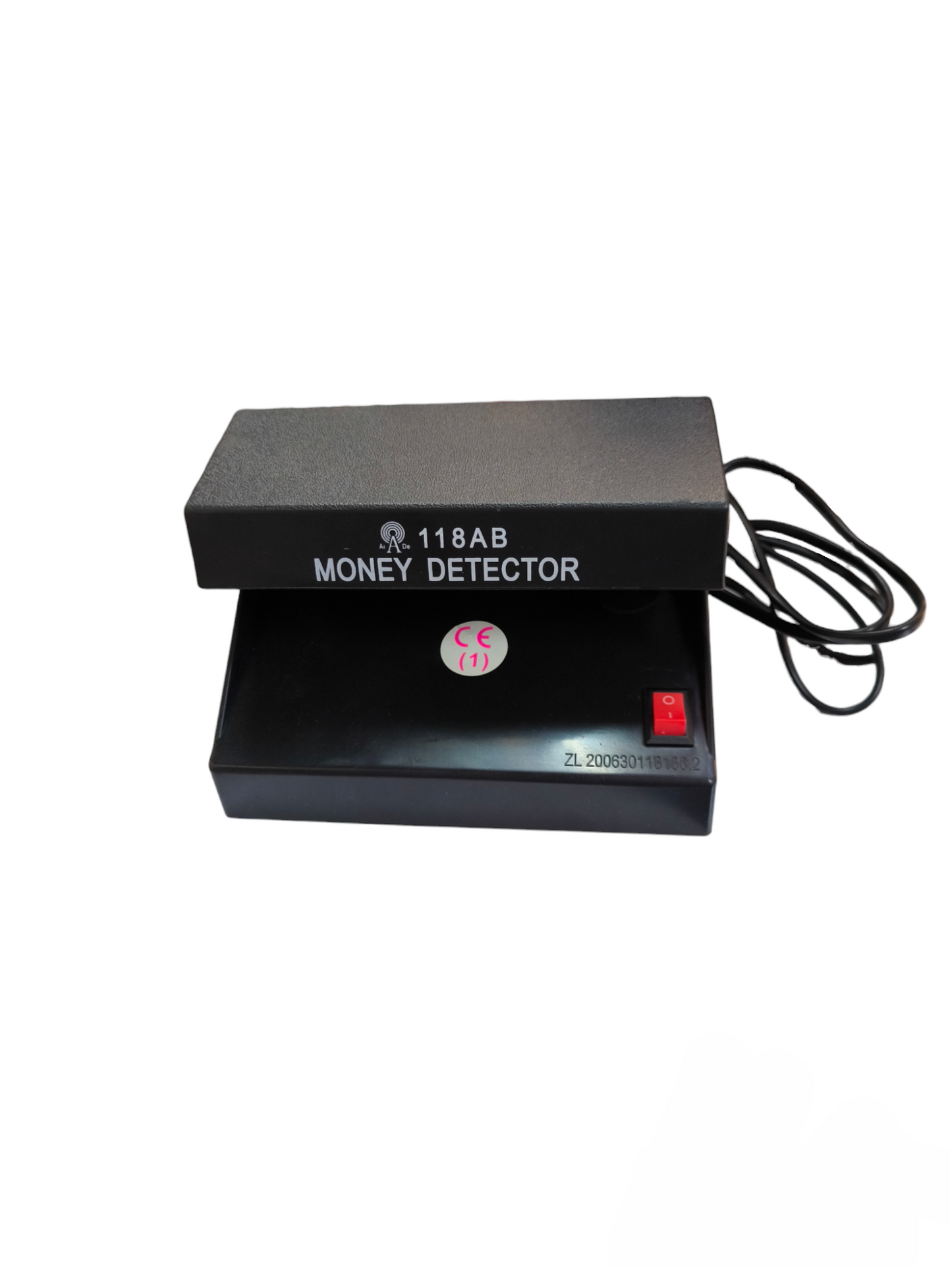 Money Detector 4W 220V black counterfeit bill detection device with power switch and cord