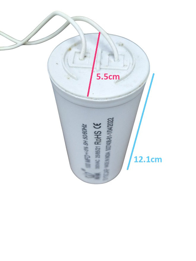 Syscap motor capacitor with 5.5 cm diameter and 12.1 cm height for electrical circuitry applications