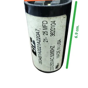 BC Motor Starting Capacitor 21-25uF 250V with dimensions of 6.9 cm, ideal for electrical applications