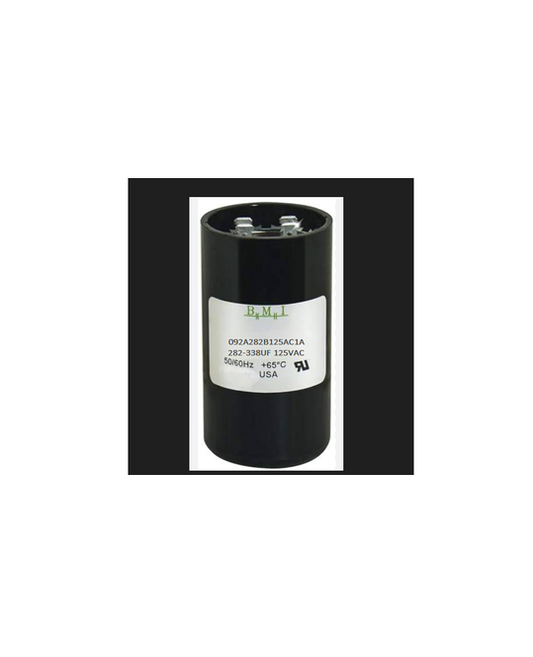 BMI Motor Starting Capacitor 282-338 Uf cylindrical black electrical part with terminals