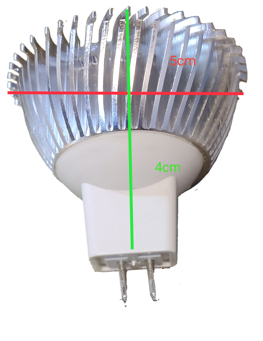 Denko MR16 3W LED bulb 12V MR-16 with a silver heat sink, measuring 5cm width and 4cm height