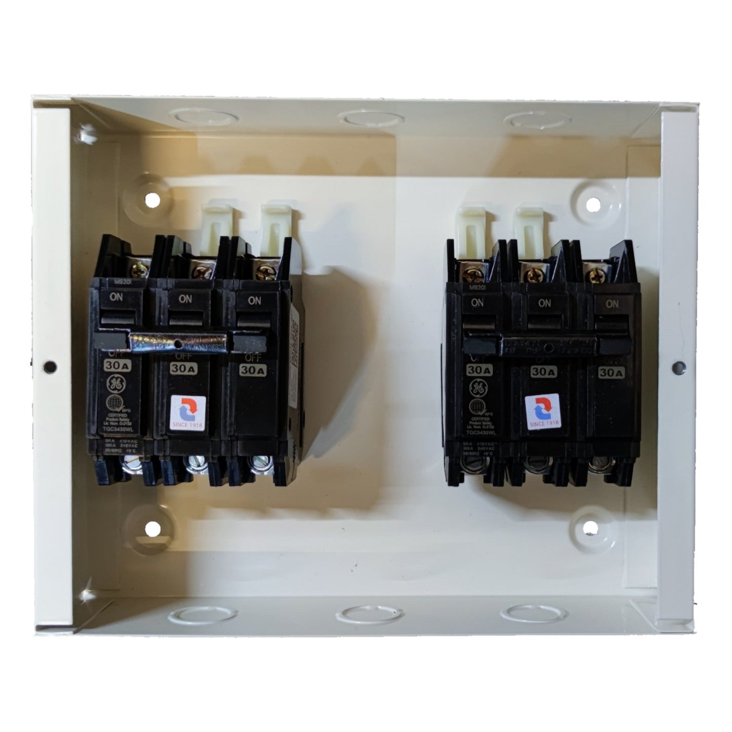 ABB MTS 30A 3 Pole 3 Phase Manual Transfer Switch Three Pole Double Throw GE Breaker TQC with KOTEN Housing