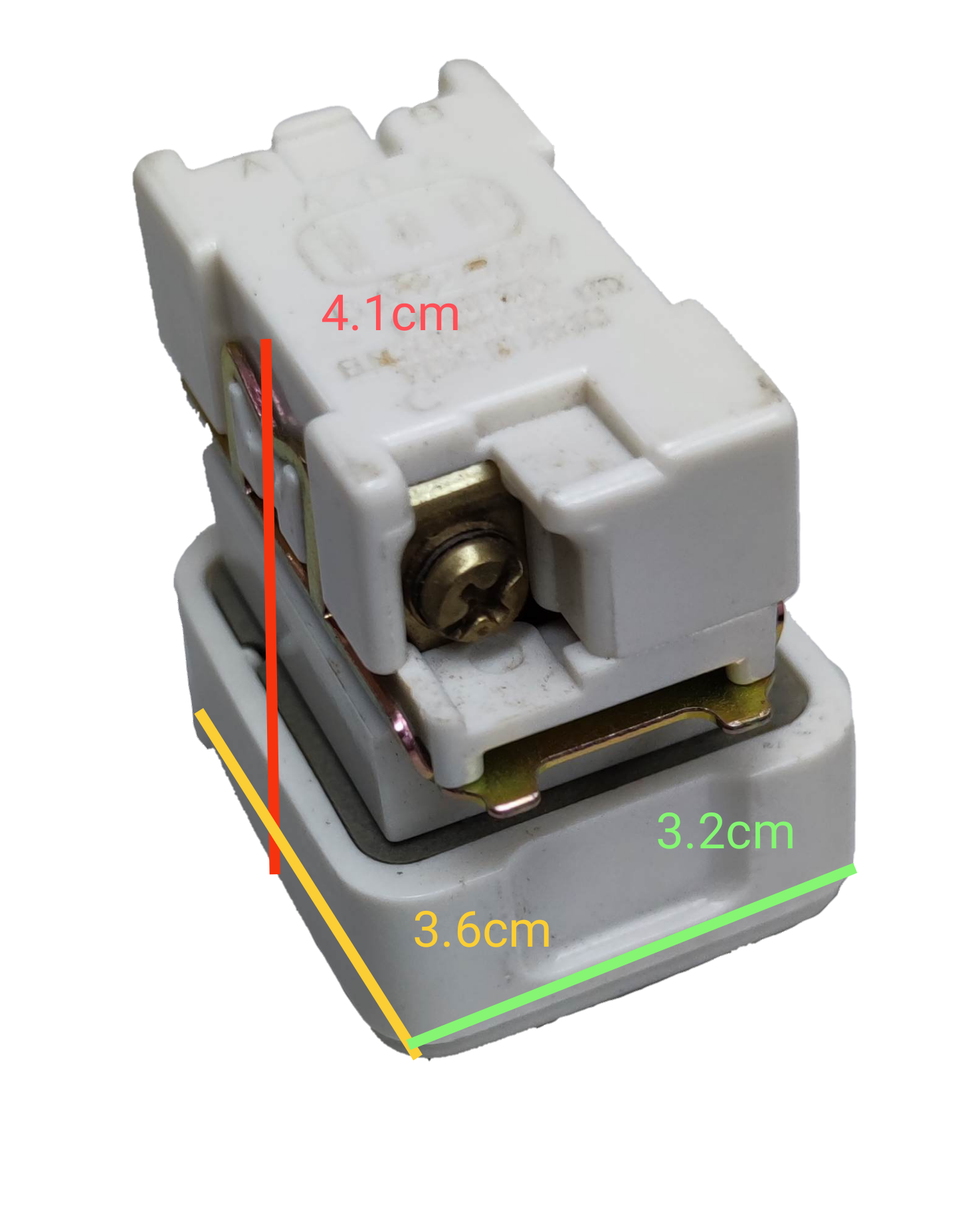 National telephone modular box device type power point switch with measurements in white