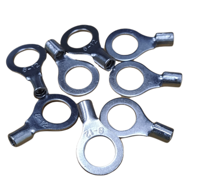 Set of non-insulated round terminal lugs 8mm for secure electrical connections