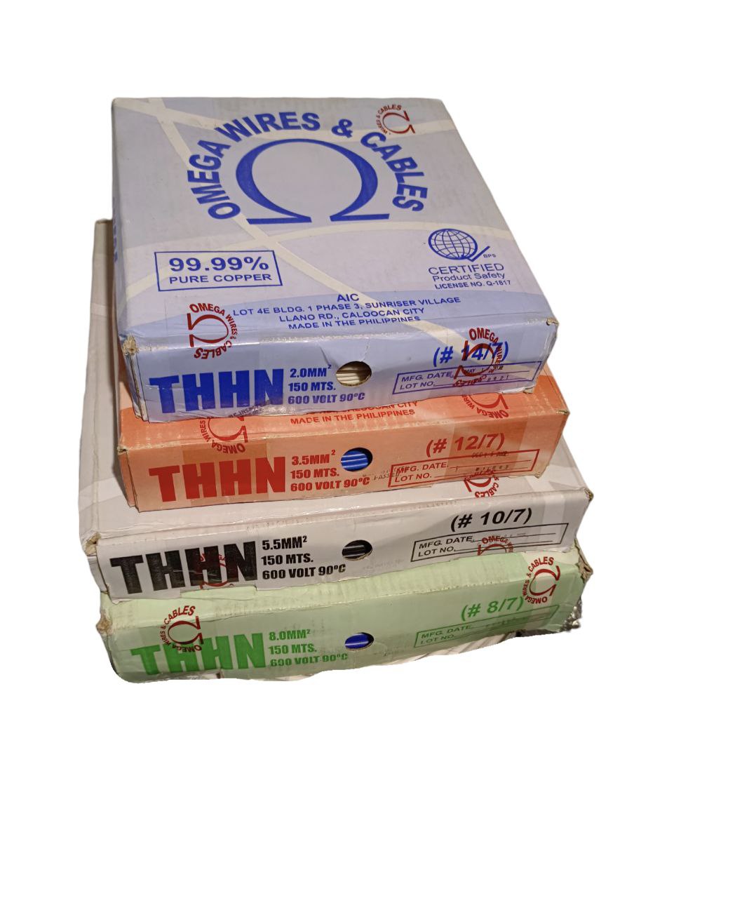 Omega 10 AWG electrical wire roll THHN Stranded in various sizes for reliable electrical connections
