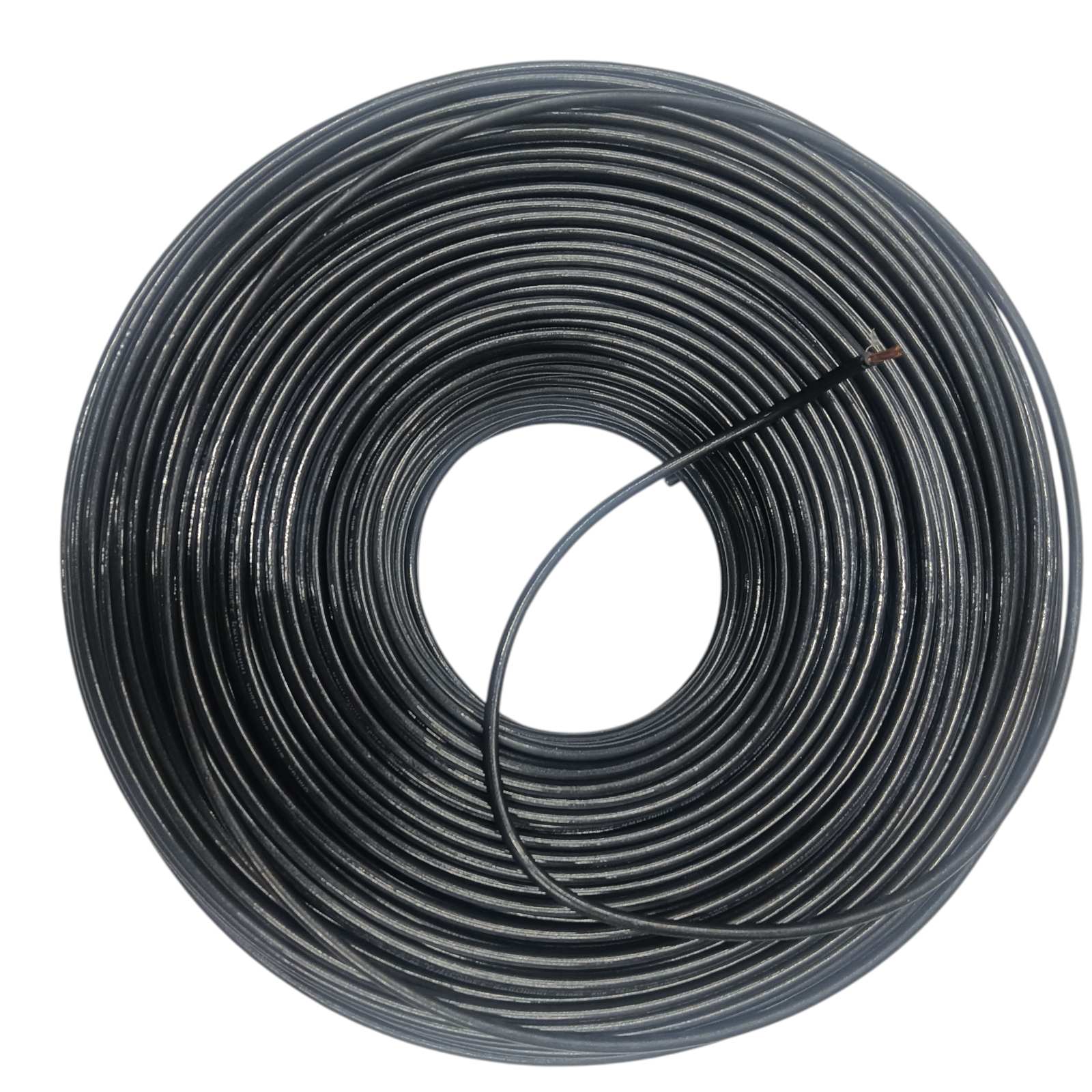 Omega coil of black THWN AWG 8 Black Stranded electrical wire for wiring and connections