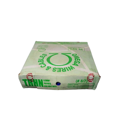 Omega THWN AWG 8 Black Stranded wire box with 150 meters length for electrical use