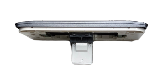 Omni 1 gang ethernet outlet white wall plate underside view showing mounting bracket and connector