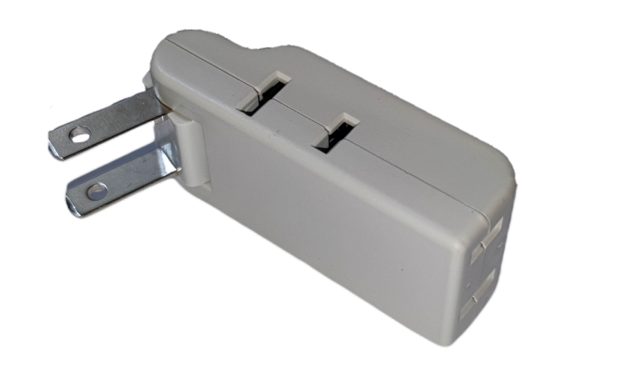 Omni 10A 250V electrical adaptor for connecting devices with dual sockets.