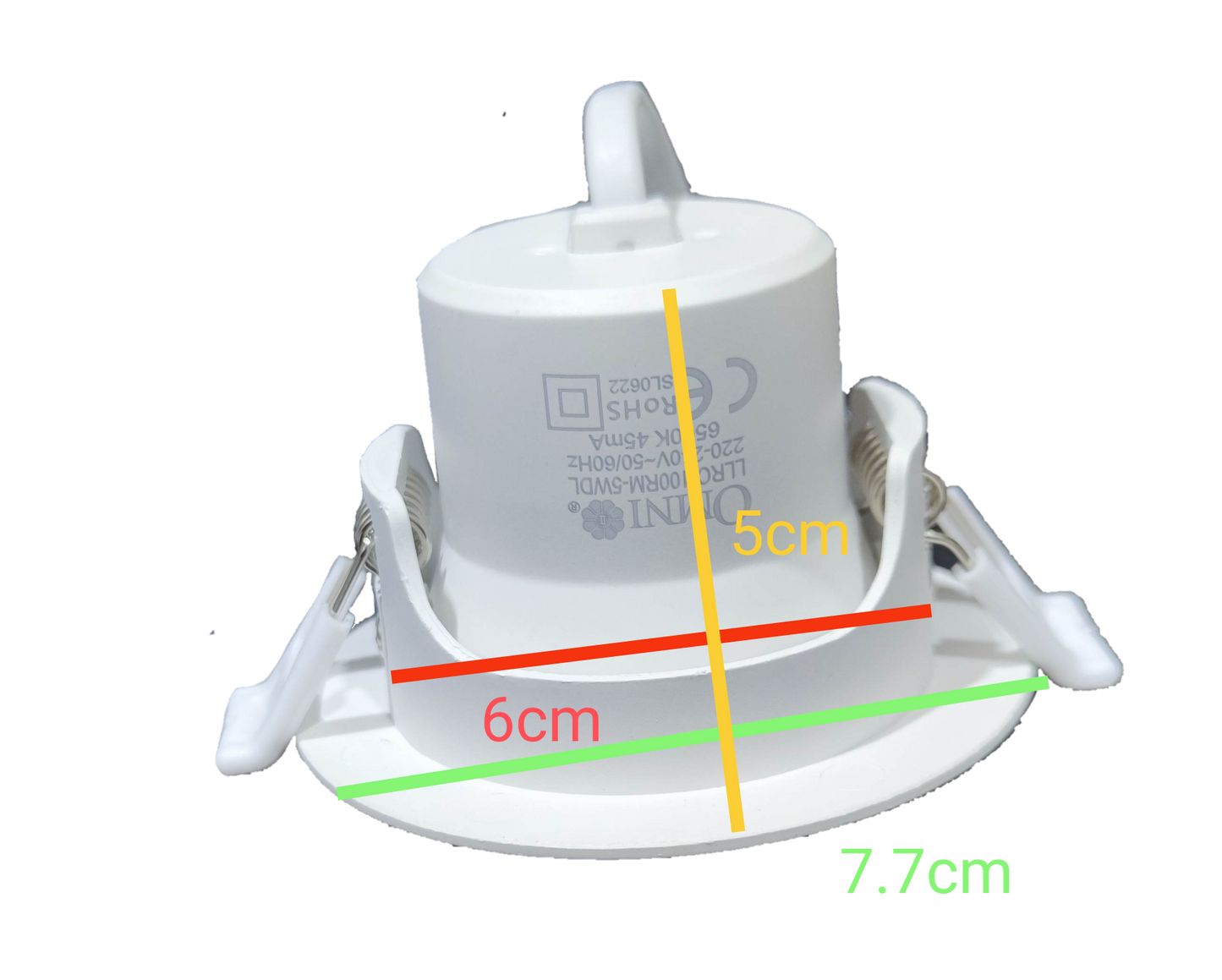 Omni 5W LED ceiling spotlight 220V with adjustable mounting clips and compact design for easy installation