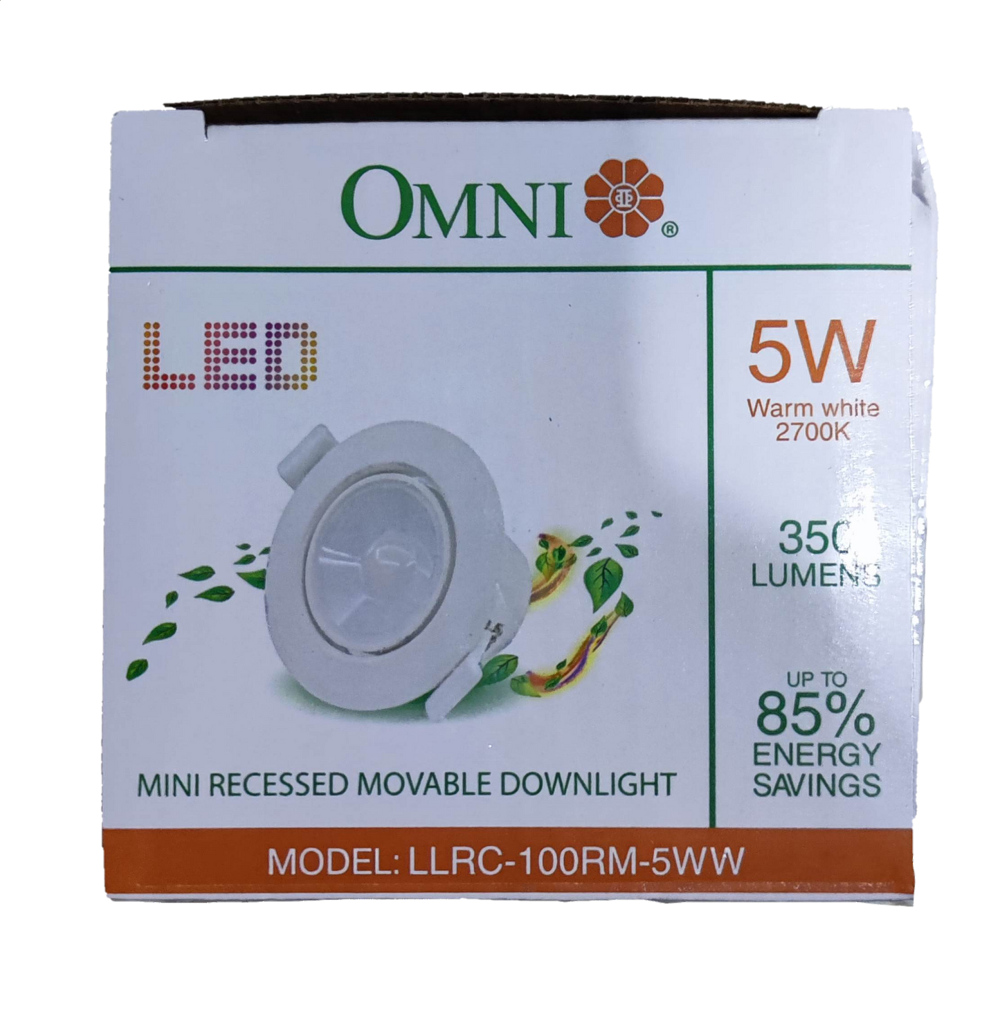 Omni 5W LED movable downlight in warm white, ideal for energy-efficient lighting solutions