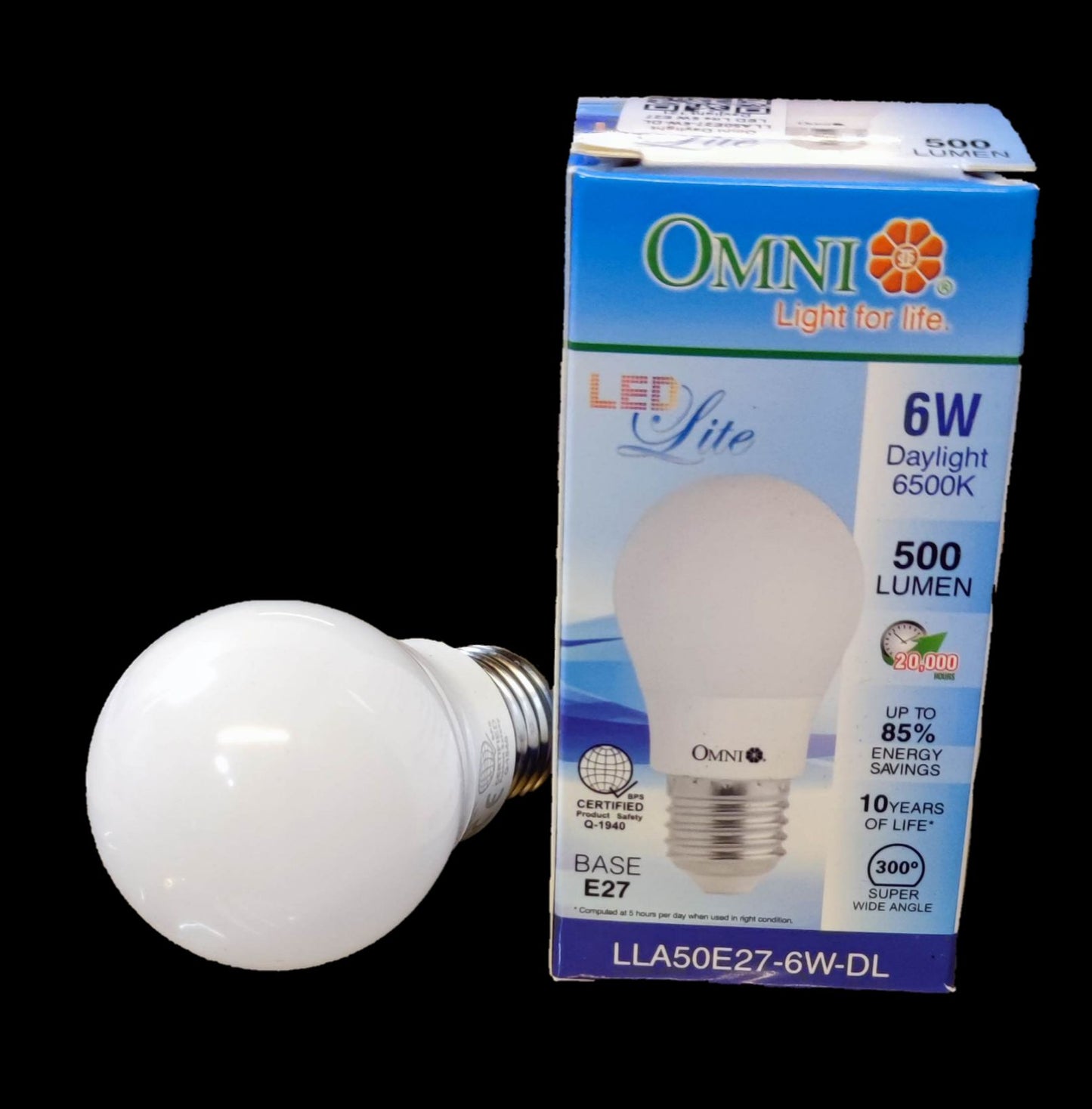 Omni 6W LED bulb E27 with 500 lumens and 6500K daylight color for energy-efficient lighting
