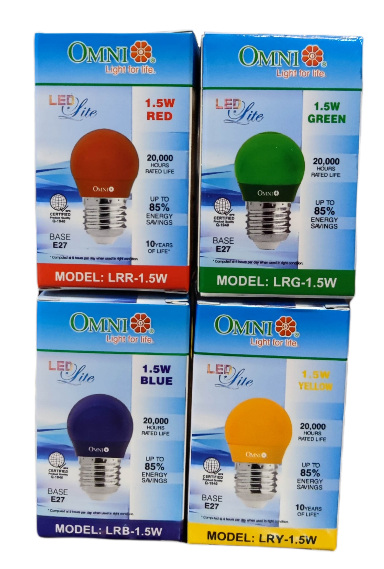 Colored Round Bulb LED E27 220V packs in blue, green, orange, and purple for vibrant lighting options