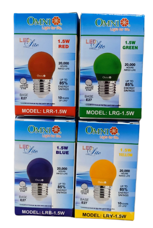 Colored Round Bulb LED E27 220V packs in blue, green, orange, and purple for vibrant lighting options