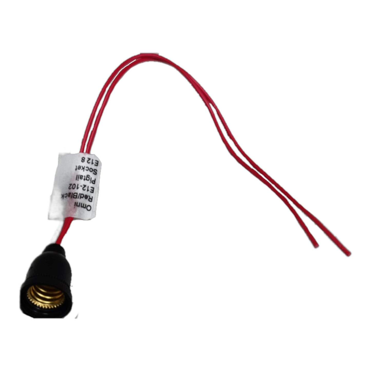 Omni E12-102 rubber socket with red wire leads for lighting installation and accessories
