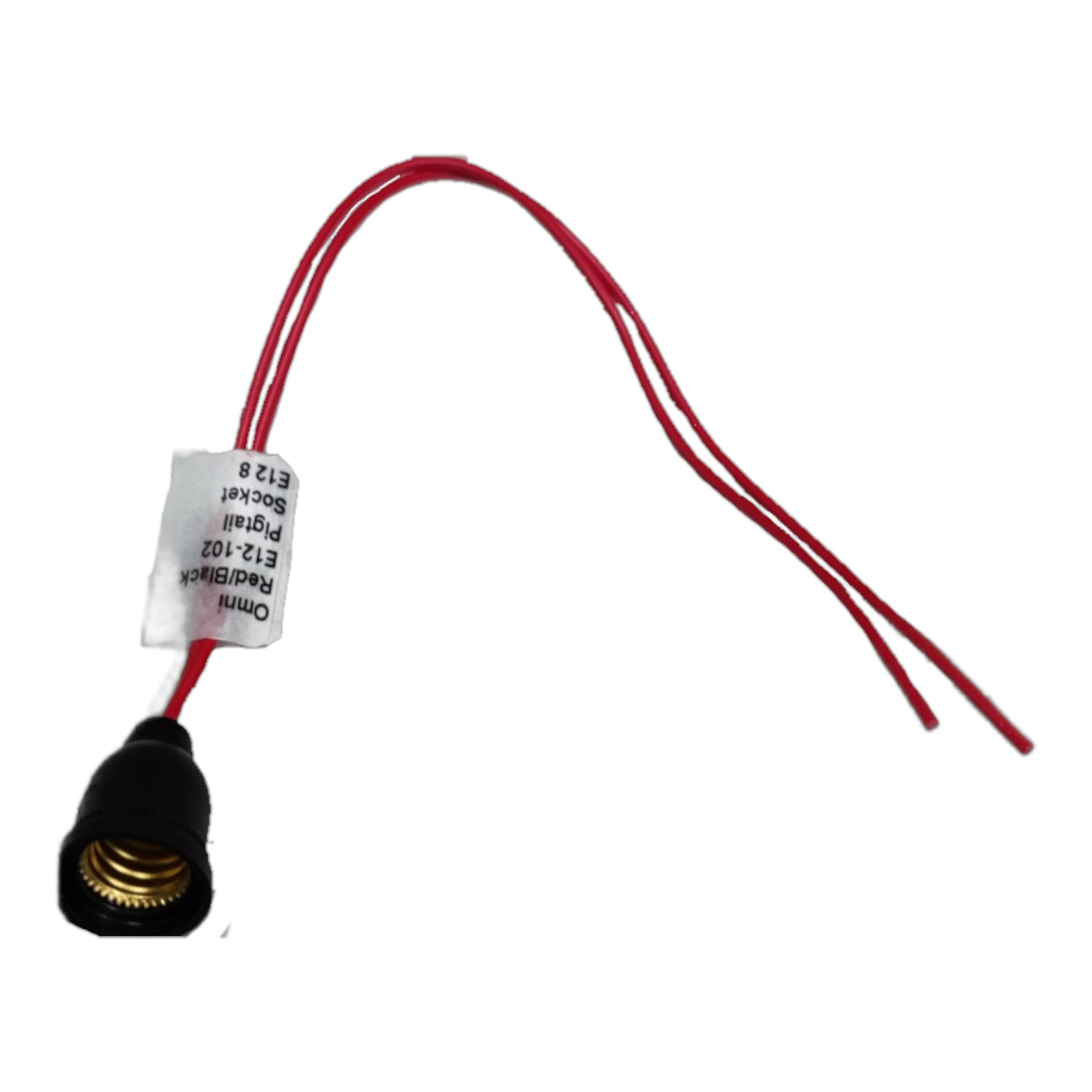 Omni E12-102 rubber socket with red wire leads for lighting installation and accessories