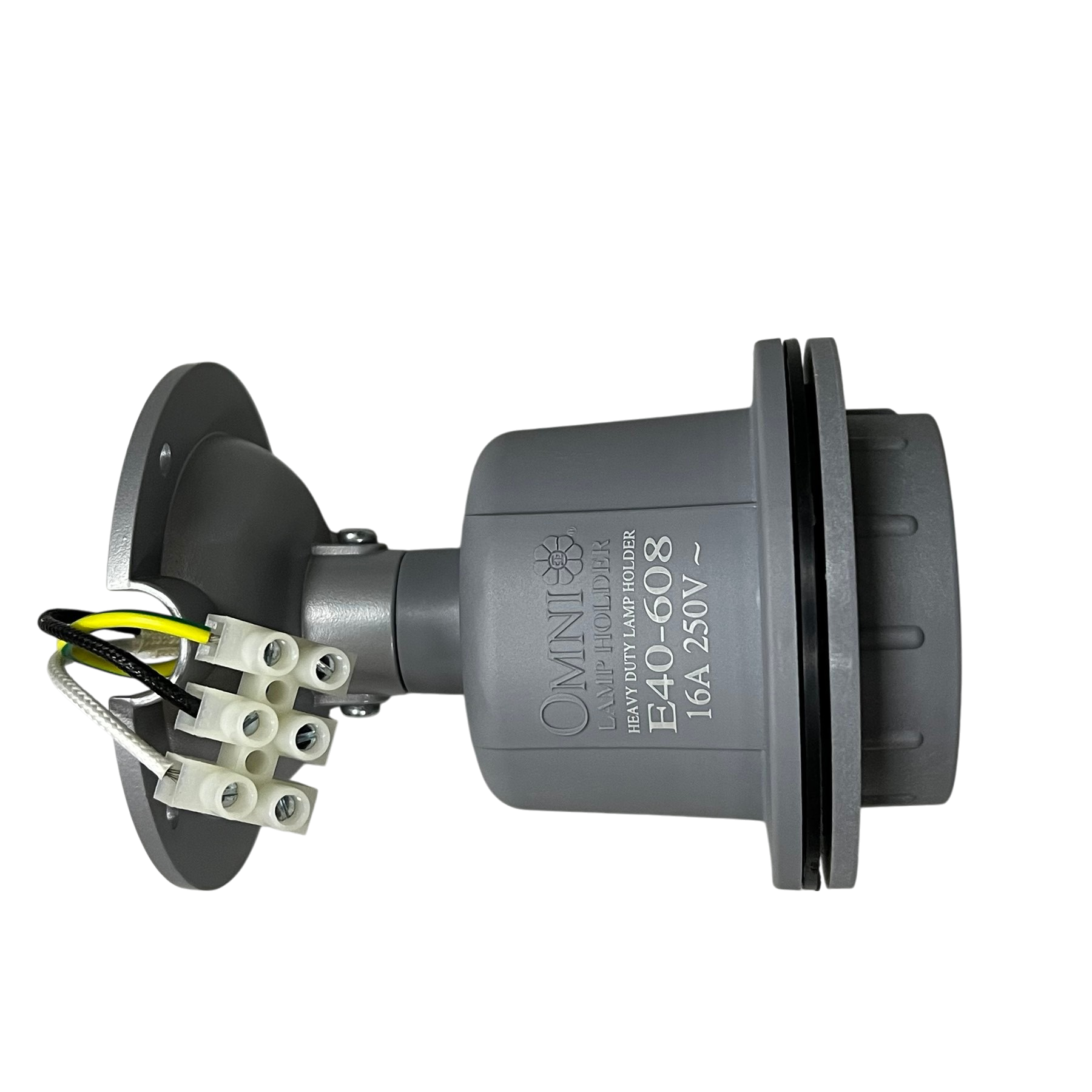 Omni E40-608 lamp holder 16A 250V with sturdy design for secure lighting installations