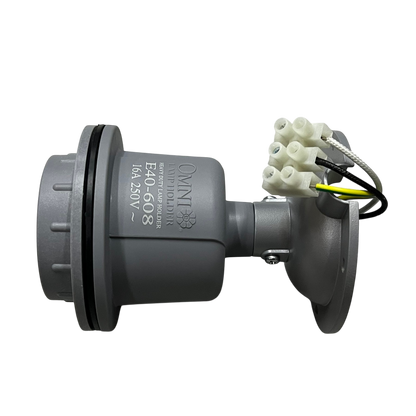 Omni E40-608 lamp holder 16A 250V with secure wiring connections for lighting installations