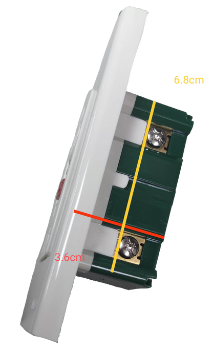 Omni GFCI outlet 20A 220V with green wiring terminals and safety features for electrical installations