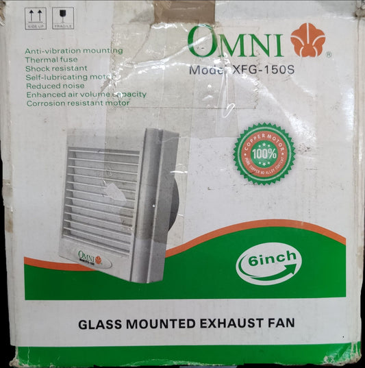 Omni glass mounted exhaust fan model XFG-150S 6 inch with anti-vibration and corrosion resistant motor