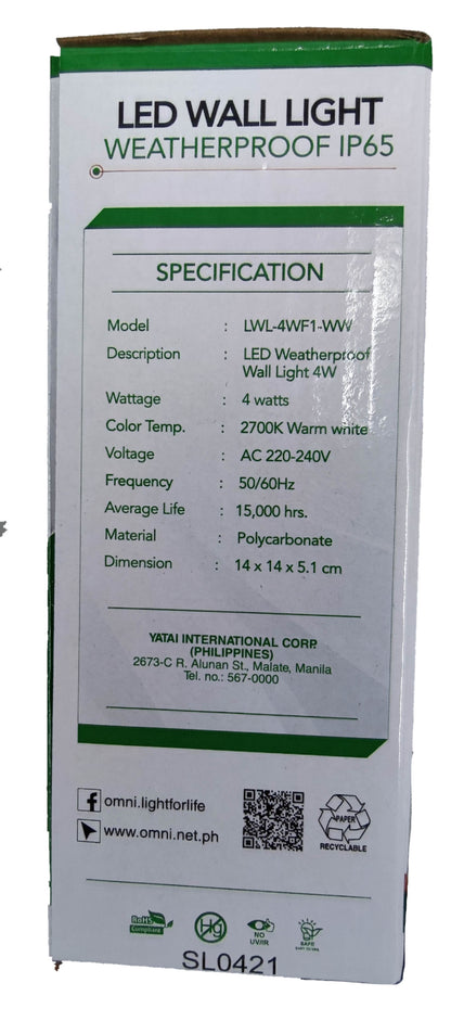 Omni IP65 outdoor LED wall lamp 2700K with a weatherproof design and polycarbonate material