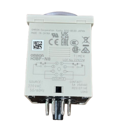 Omron timer relay 220V AC with multiple connectors for timing control applications