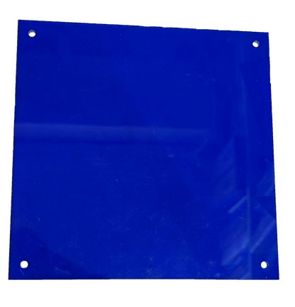 Electx Electrical Supply Optical Filter Blue 18.5cm x 18.5cm square transparent blue panel with mounting holes